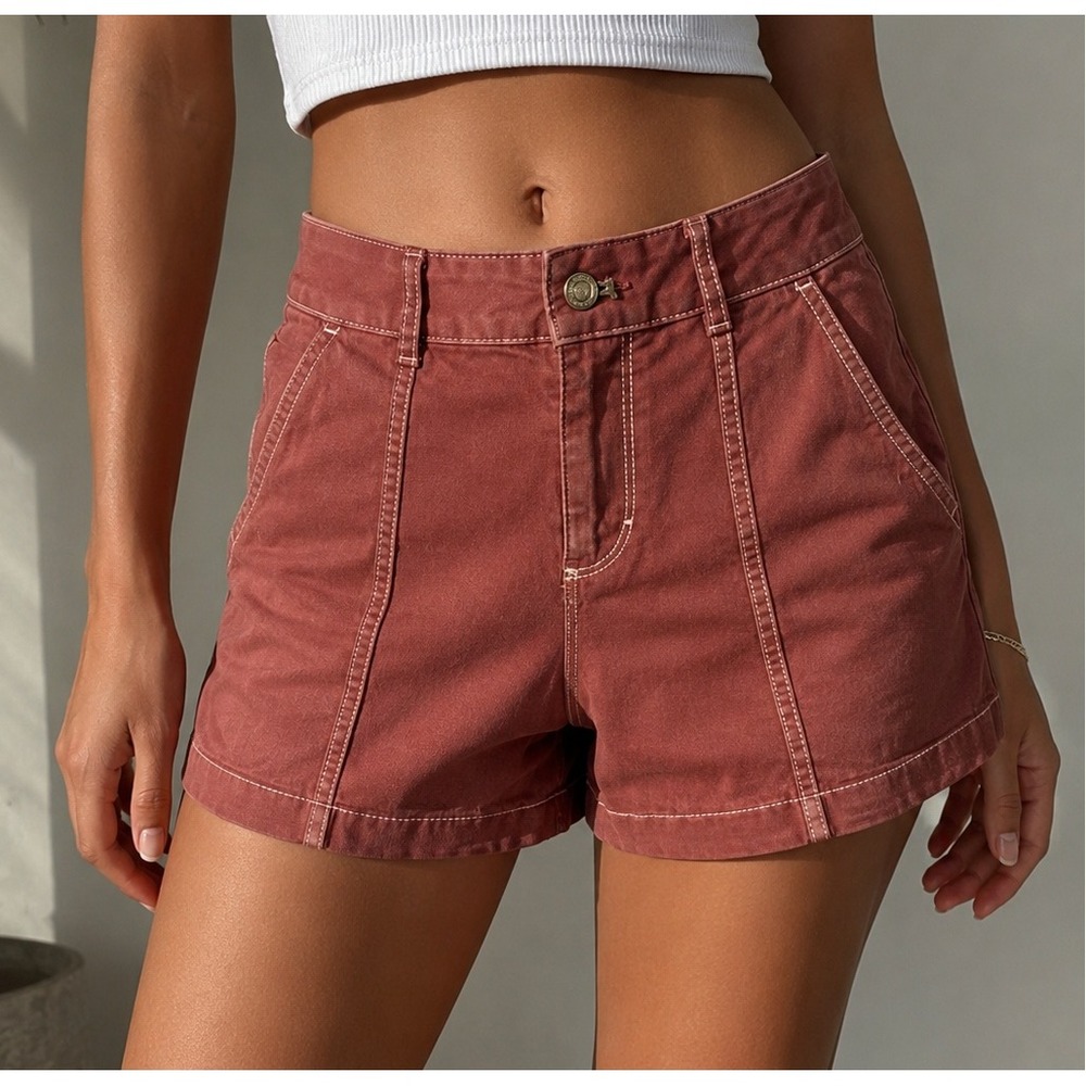 White House Black Market Womens Extra High-Rise The 5" Short Rust Red Size 00